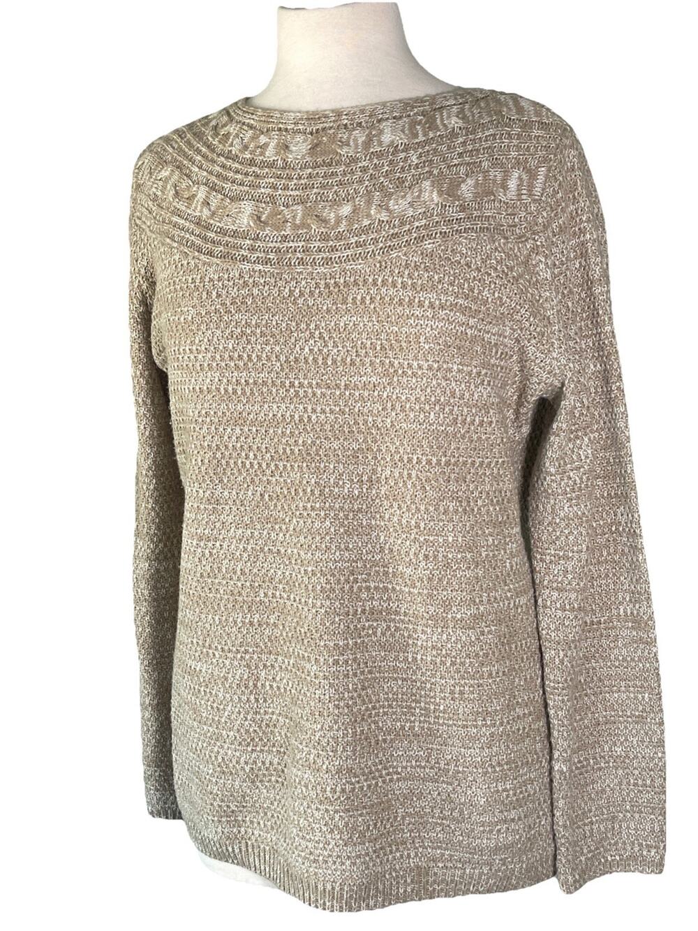 Croft and Barrow Sweater Women’s Medium Beige Cable